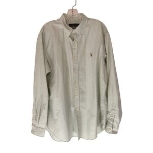 Ralph Lauren Green and White Pinstripe Button-Down Shirt